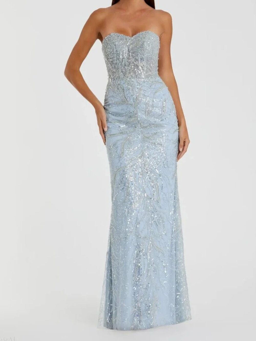 NWT Mac Duggal Strapless Trumpet Gown Powder Blue Size 2